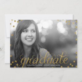 Gold Script Glitzer Look Foto Abschluss Einladung
