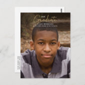 Gold Script Graduate Minimalistisch 1-Foto Abschlu Postkarte (Vorne/Hinten)