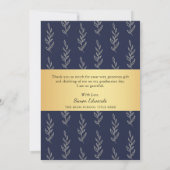 Gold Script Gray & Blue Abschluss Foto Vielen Dank Ankündigung (Rückseite)