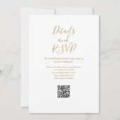 Gold Script Greenery QR Code Wedding Einladung (Rückseite)
