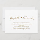Gold Script Heart All in One QR Code Wedding Einladung (Vorderseite)