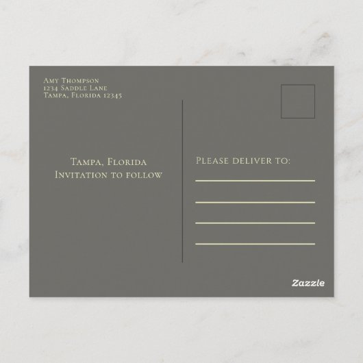 Gold Script Hochzeit Speichern Sie das Date Foto C Postkarte (Rückseite)