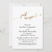 Gold Script just Married Confetti Back Einladung (Vorderseite)