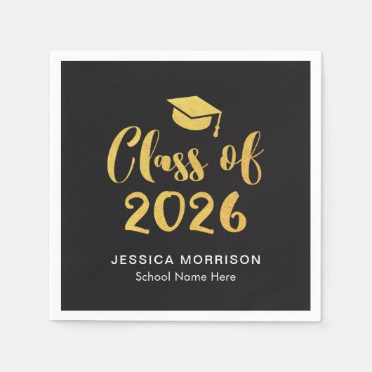 Gold Script-Klasse der Graduation Party 2025 Serviette (Vorderseite)