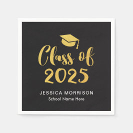Gold Script-Klasse der Graduation Party 2025 Serviette