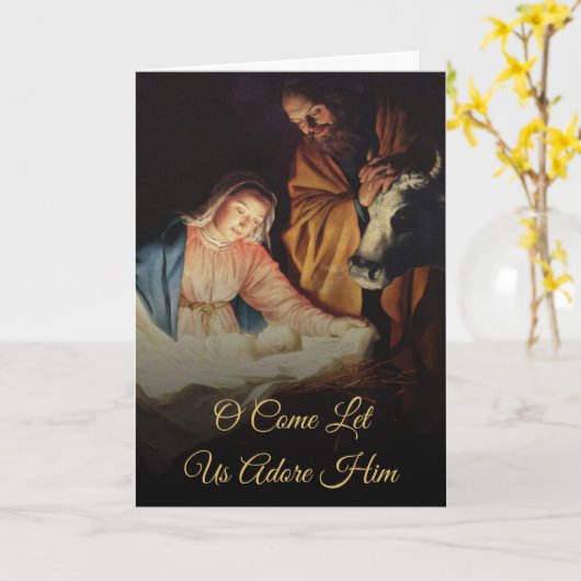 Gold Script Krippe Religiöse Weihnachtsfeiertage Karte (Gelbe Blume)