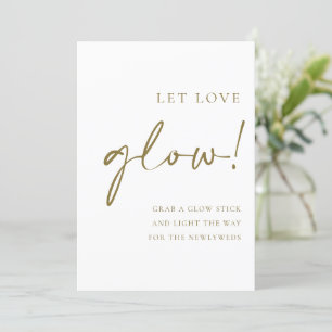 Gold Script Let Love Glow Wedding Sign Menükarte