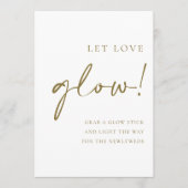 Gold Script Let Love Glow Wedding Sign Menükarte (Vorderseite)
