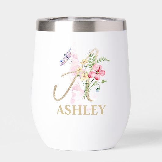 Gold Script Letter A Monogram Personalisiert Name (Rückseite)