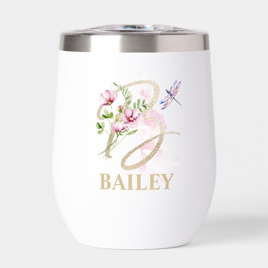 Gold Script Letter B Monogramm Personalisierter Na (Vorderseite)