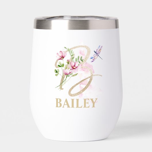 Gold Script Letter B Monogramm Personalisierter Na (Rückseite)