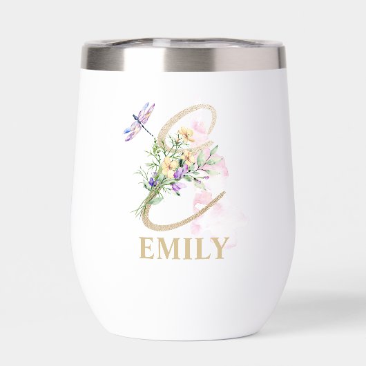 Gold Script Letter E Monogram Personalisiert Name (Rückseite)