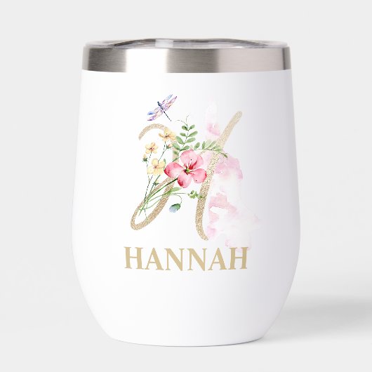 Gold Script Letter H Monogram Personalisiert Name (Rückseite)