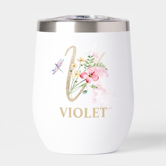 Gold Script Letter V Monogramm Personalisierter Na (Vorderseite)