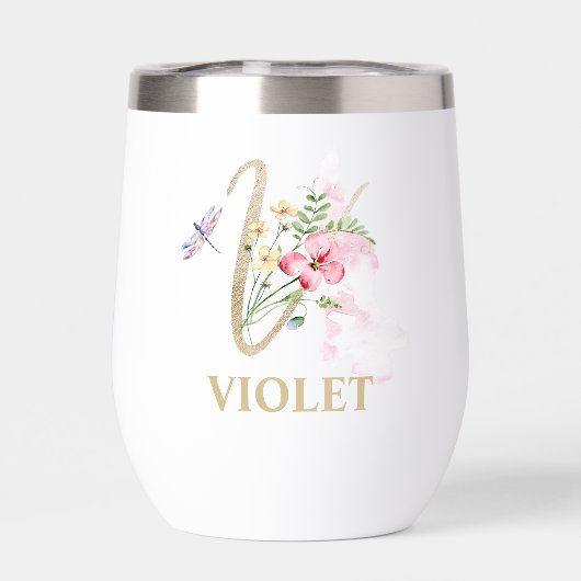 Gold Script Letter V Monogramm Personalisierter Na (Rückseite)