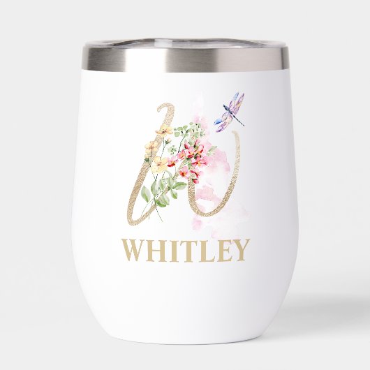 Gold Script Letter W Monogram Personalisiert Name (Rückseite)