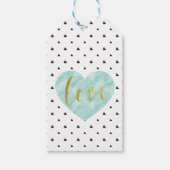 Gold Script "Liebe" auf Wasserfarbenherz Geschenkanhänger (Vorderseite)