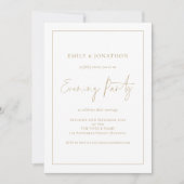 Gold Script Line Border Hochzeit Abend Party Einladung (Vorderseite)