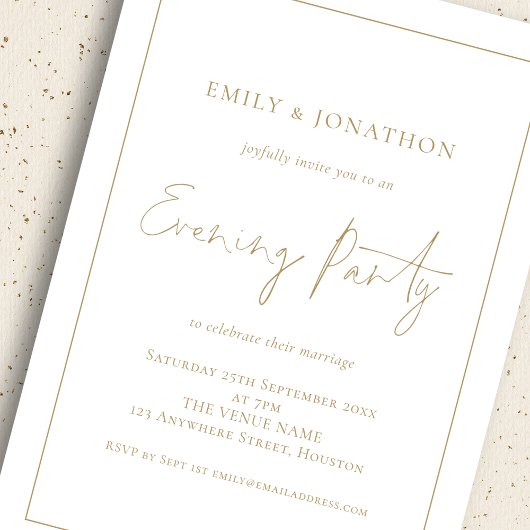 Gold Script Line Border Hochzeit Abend Party Einladung