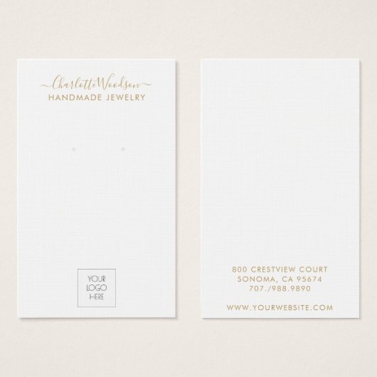 Gold Script Logo Jewelry Earring Display Card (Vorne & Hinten)