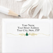 Gold Script MERRY CHRISTMAS Green Watercolor Tree (Insitu)