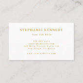 Gold Script Modern Business Card Visitenkarte (Rückseite)