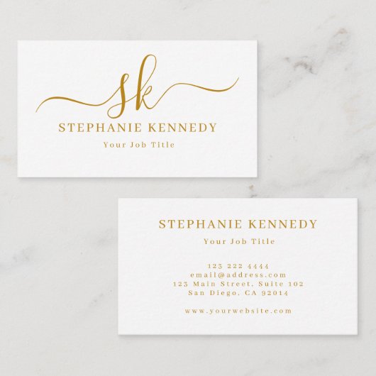 Gold Script Modern Business Card Visitenkarte (Vorne/Hinten)