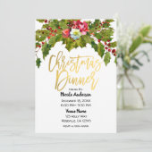 Gold Script Moderne Weihnachtsfeier Einladung (Stehend Vorderseite)