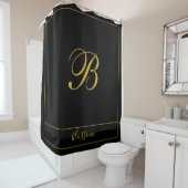 Gold Script Monogram Black Duschvorhang (Beispiel)