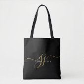 Gold Script Monogram Black Tasche (Vorderseite)
