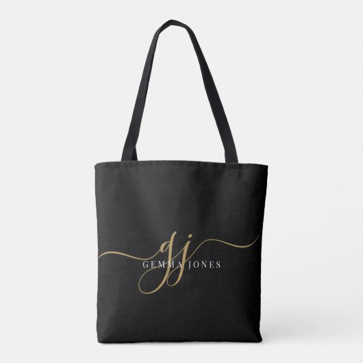 Gold Script Monogram Black Tasche (Rückseite)