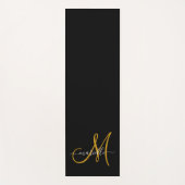 Gold Script Monogram Black Yogamatte (Vorderseite)