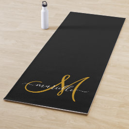 Gold Script Monogram Black Yogamatte