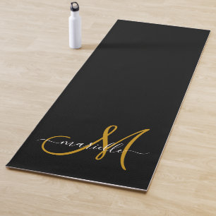 Gold Script Monogram Black Yogamatte