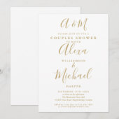 Gold Script Monogram Couples Bridal Polterabend Einladung (Vorne/Hinten)