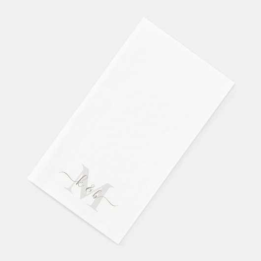 Gold Script Monogram Elegant Wedding Serviette (Ecke)