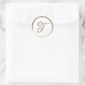 Gold Script Monogram Initial T auf einer beliebige Runder Aufkleber (Tasche)