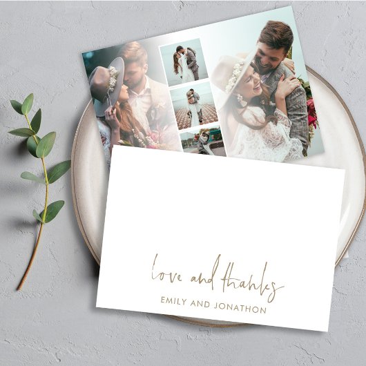 Gold Script Name 5 Fotos Hochzeit Liebe Dank Mitteilungskarte