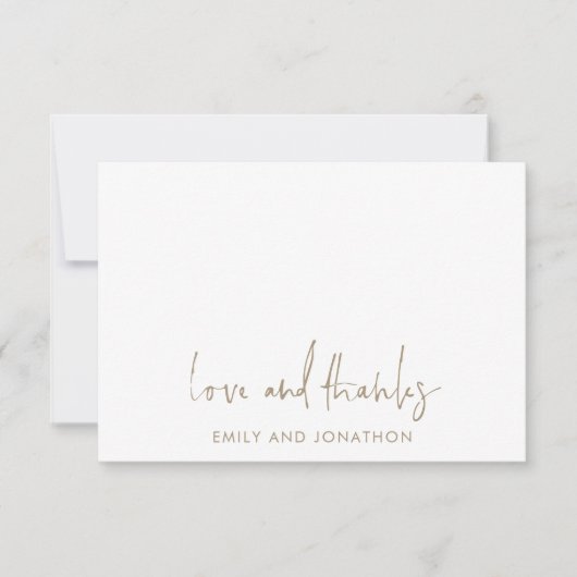 Gold Script Name 5 Fotos Hochzeit Liebe Dank Mitteilungskarte (Vorderseite)