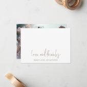 Gold Script Name 5 Fotos Hochzeit Liebe Dank Mitteilungskarte (Vorderseite/Rückseite Beispiel)