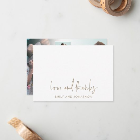 Gold Script Name 5 Fotos Hochzeit Liebe Dank Mitteilungskarte (Vorderseite/Rückseite Beispiel)