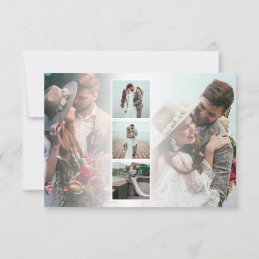 Gold Script Name 5 Fotos Hochzeit Liebe Dank Mitteilungskarte (Rückseite)