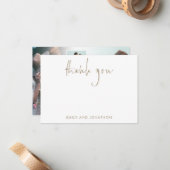 Gold Script Name 5 Fotos Hochzeit Vielen Dank Mitteilungskarte (Vorderseite/Rückseite Beispiel)