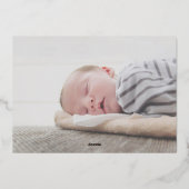 Gold SCRIPT Name Junge Geburtsankündigung Folieneinladung (Rückseite)