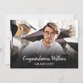 Gold Script Navy Blue Foto Graduation Party Einladung (Rückseite)