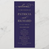Gold Script Navy Blue Wedding Program Programm (Vorderseite)