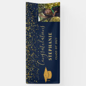Gold Script Navy Confetti Herzlichen Glückwunsch G Banner (Vertikal)