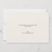 Gold Script Neutral Cream Beige 3 Baby Fotos Dankeskarte (Rückseite)