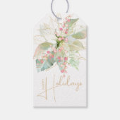 Gold Script Pastell Pink Poinsettia Holiday Geschenkanhänger (Vorderseite)