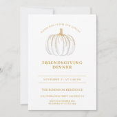 Gold Script Pumpkin Friendsgiving Erntedank Einladung (Vorderseite)